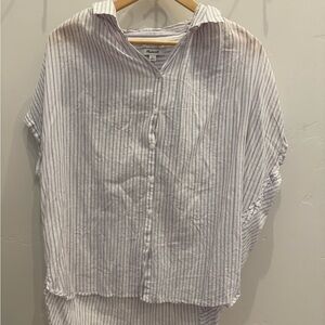 Madewell White and Blue Striped Shirt